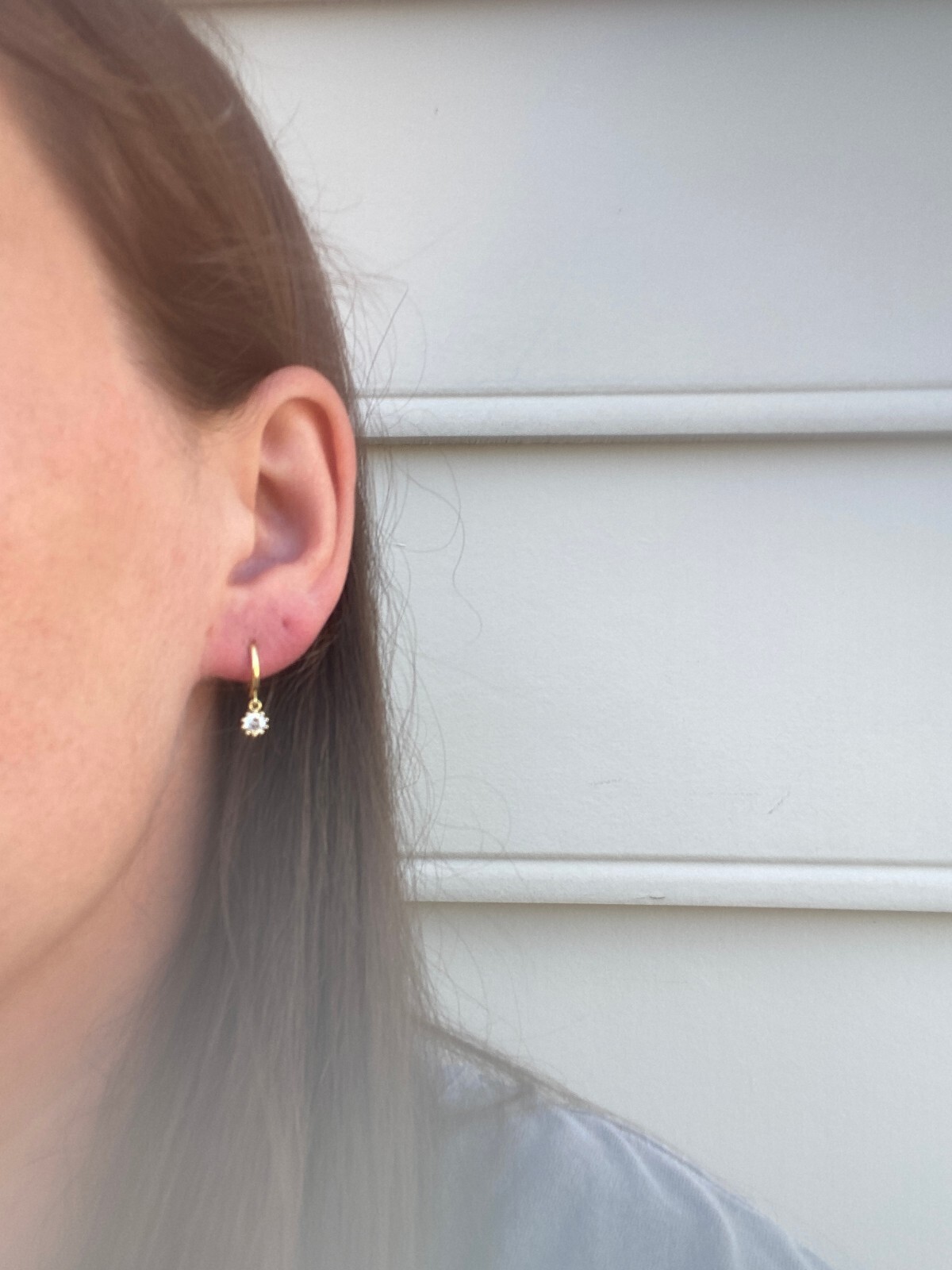 Round Diamond Dangle Hoop Earring