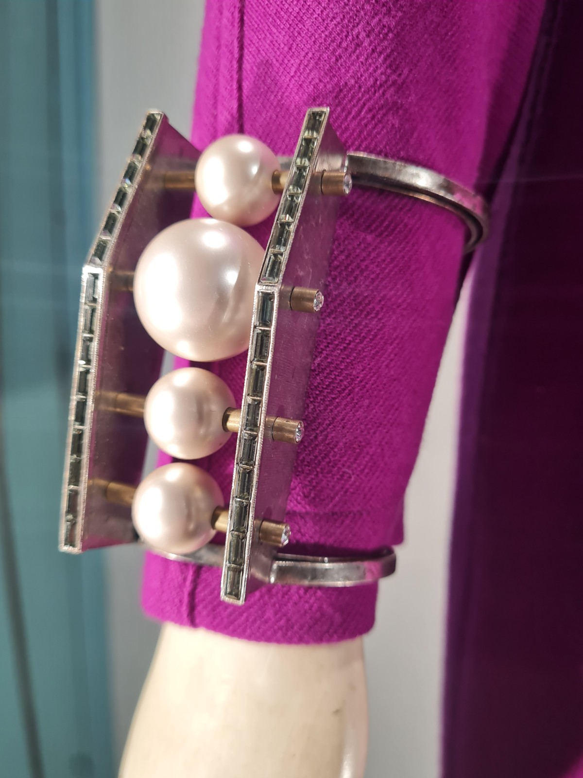 LANVIN by Alber Elbaz Modernist geometric faux pearls cuff