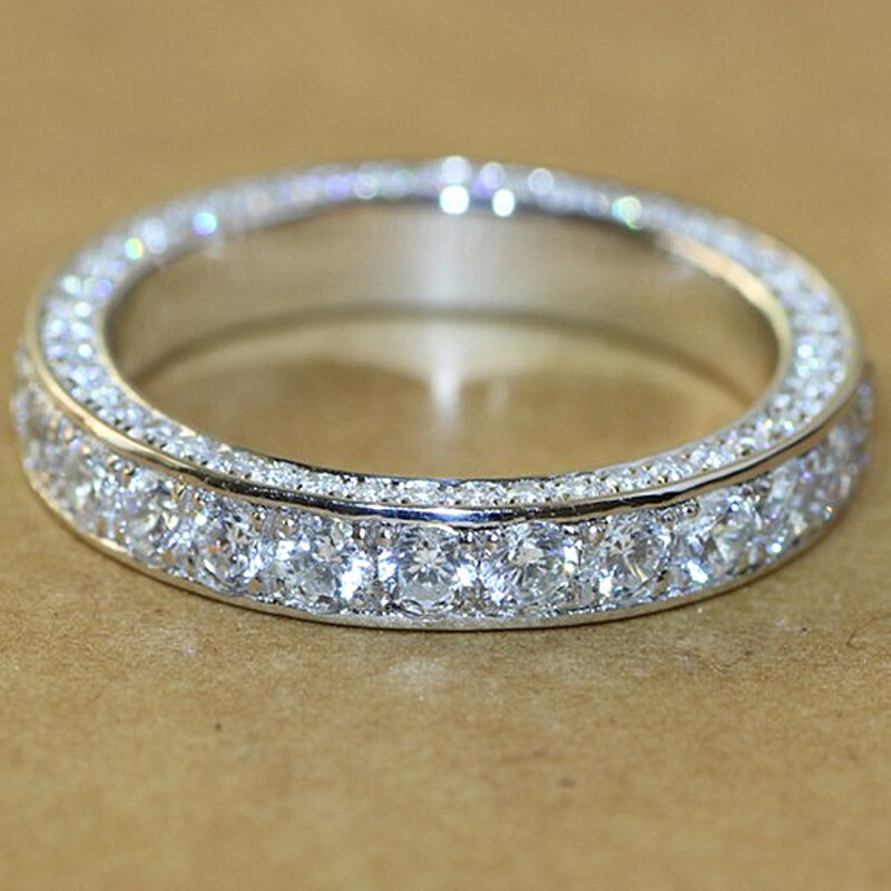Gorgeous 925 Silver Filled Ring Women Cubic Zircon Ring Jewelry Sz 6-10