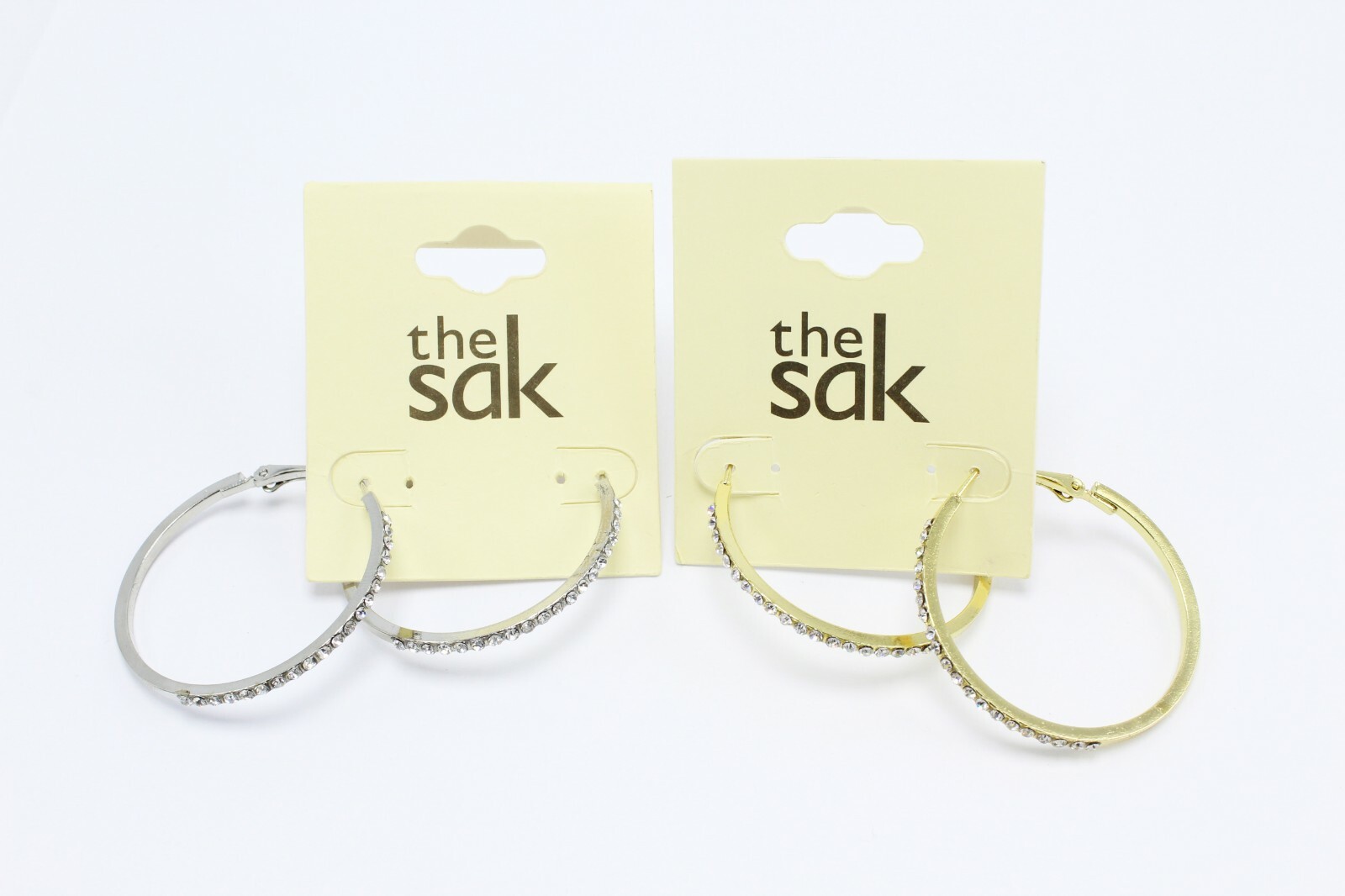 New High Quality Rhinestone Gold & Silver Hoop Earrings by The Sak #E1333