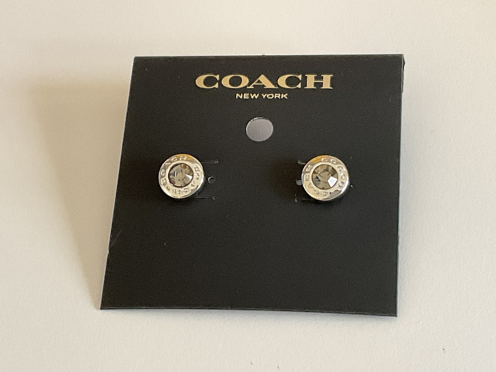 NWT Coach Open Circle Stone Strand Silver Earrings $68