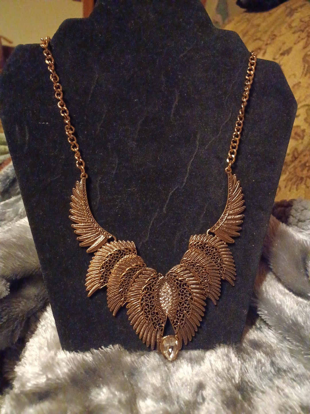 Youbella Oxidised Silver-Plated Textured Stone Studded Necklace
