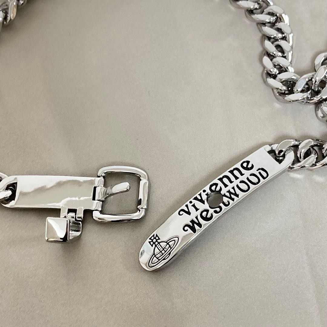 Vivienne Westwood Necklace Bracelet 2way AUGUSTINO Choker Buckle Silver w/Pouch
