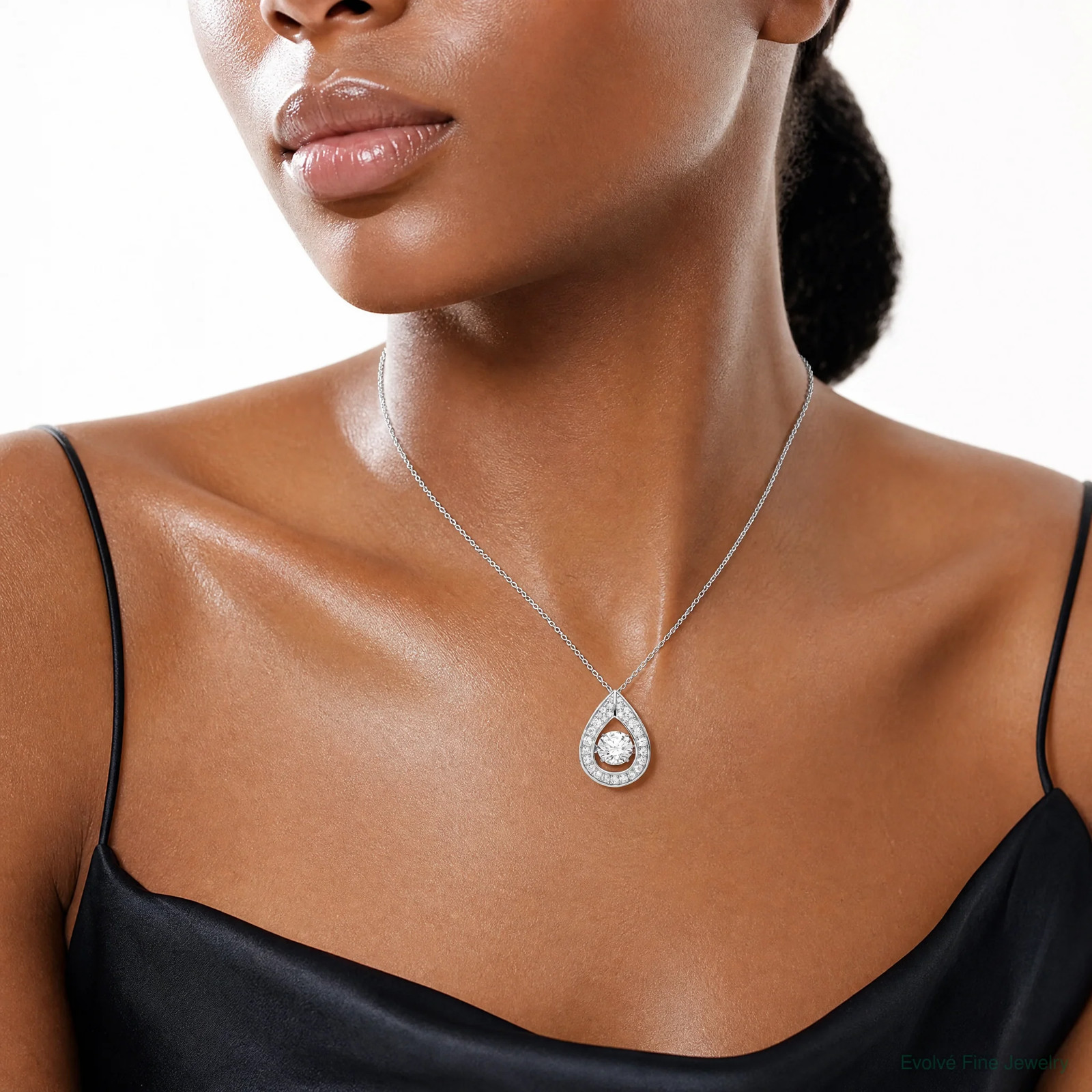 Sterling Silver Platinum-Plated Vibrant CZ Pendant