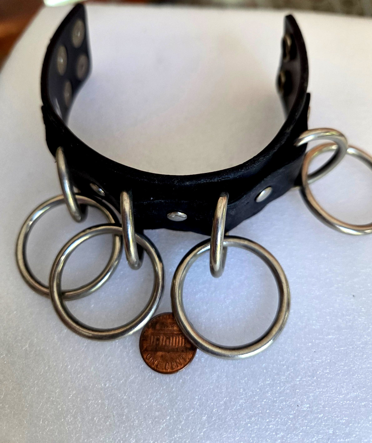Hot Topic Goth Punk Metal Rings Black Snap 8.5 – 7 3/4″ Adj Bracelet WIDE Unisex