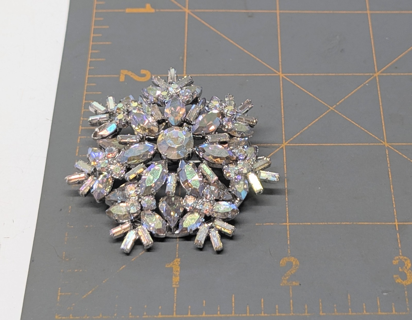 Vintage Large Stacked Made In Austria Aurora Brooch Pin
