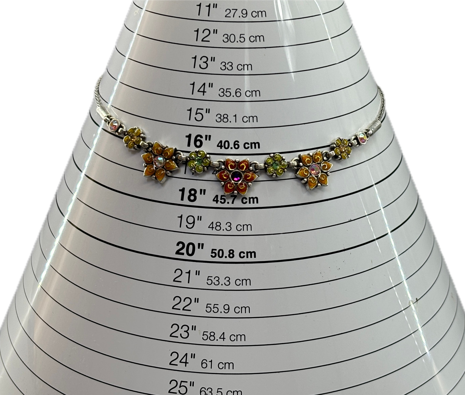 Brighton GARDEN OF EDEN Floral Multicolor Enamel & Crystal Necklace-14/16in-30g