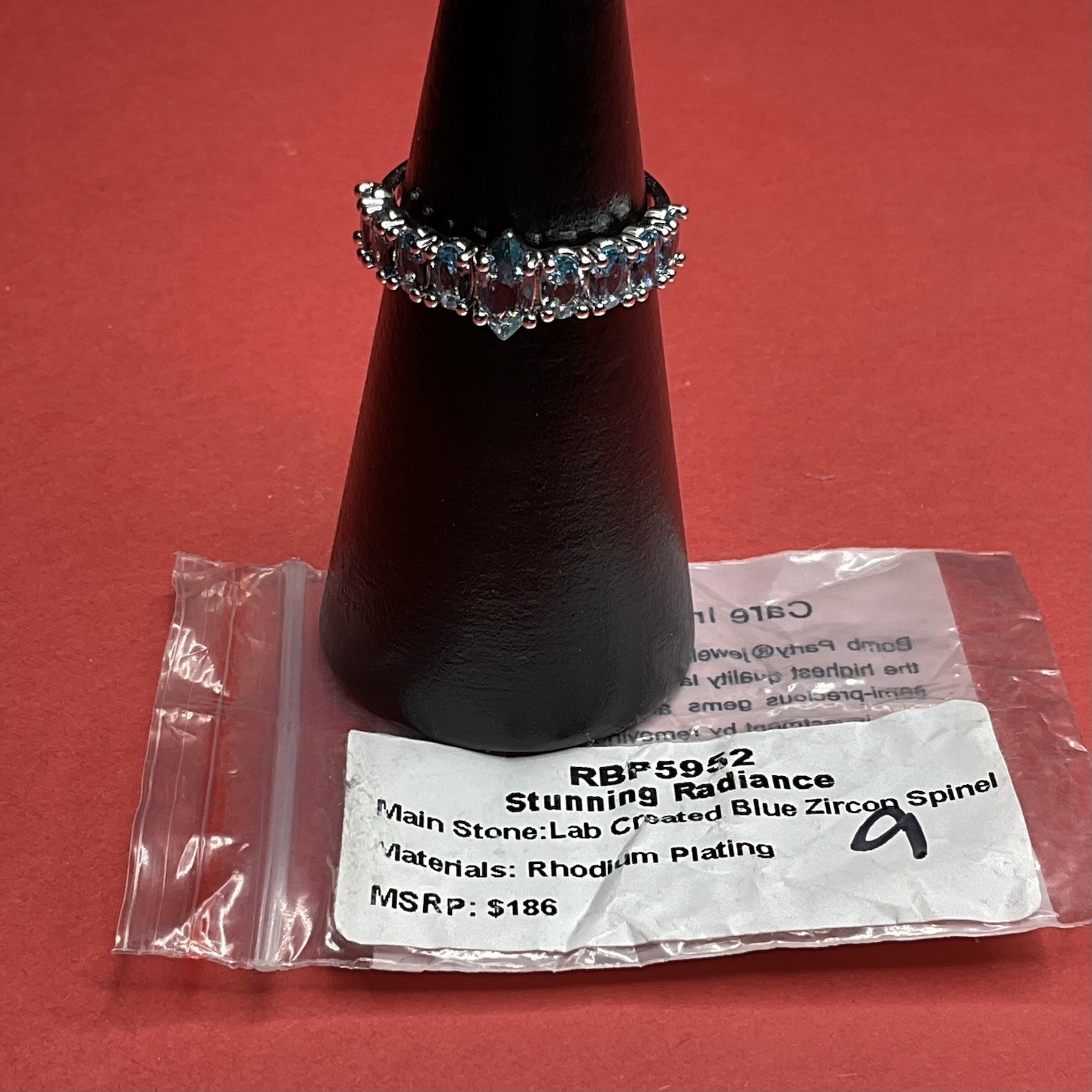 Bomb Party RBP5952 “Stunning Radiance” LC Spinel on Rhodium Size 9 Ring NWT