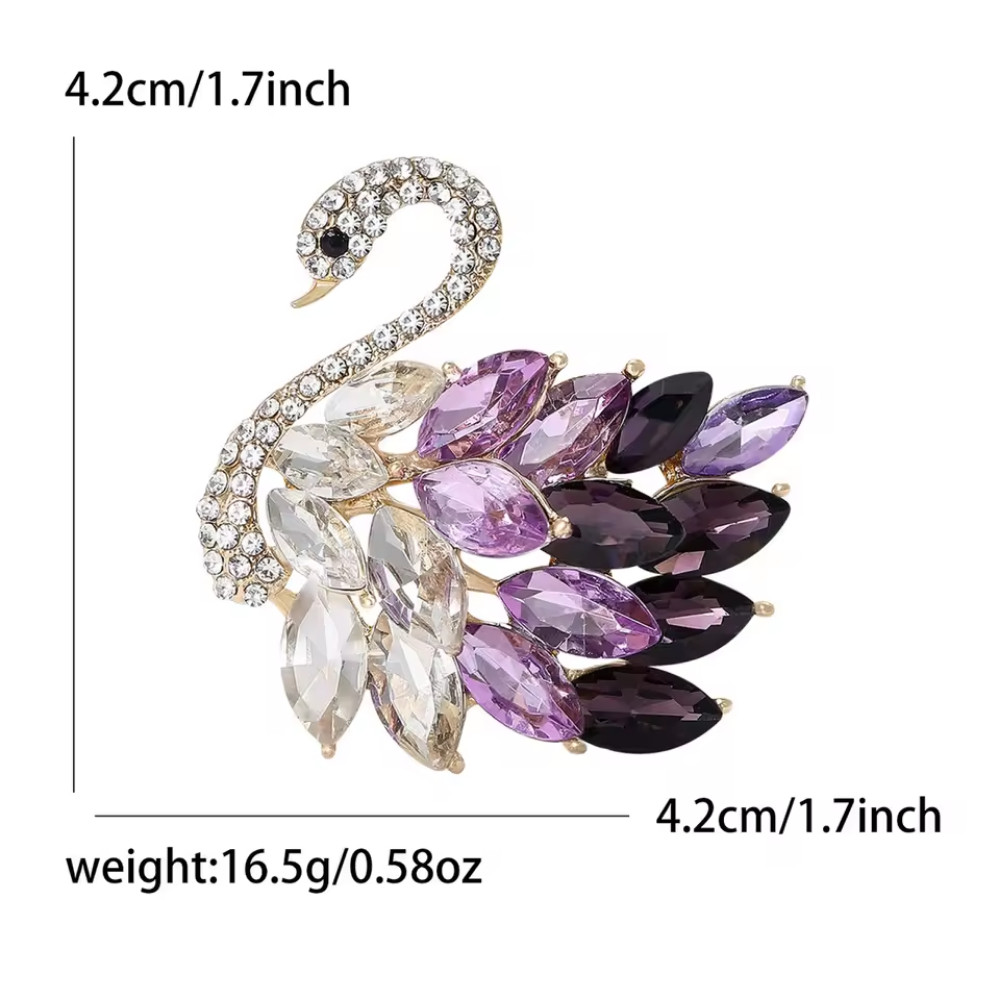 Crystal Black Rhinestone Swan Brooch Animal Pin Spring Summer Jewelry Gift