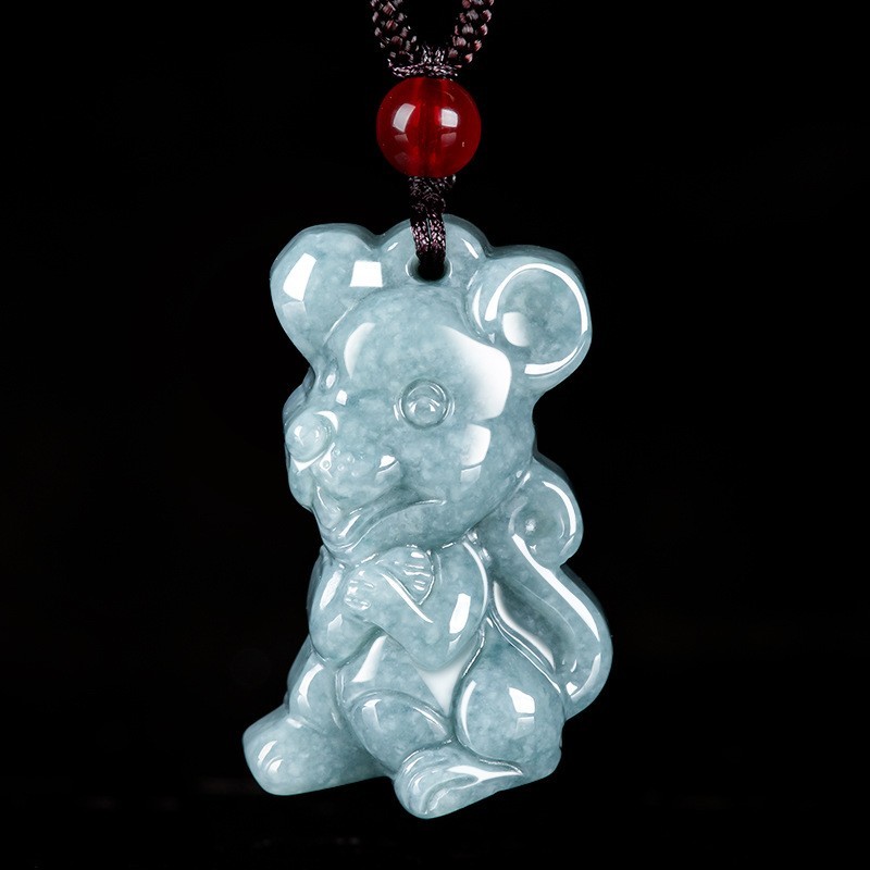 Natural A Grade Waxy Water Cartoon 12 Zodiac Jadeite Pendant Certified Holiday