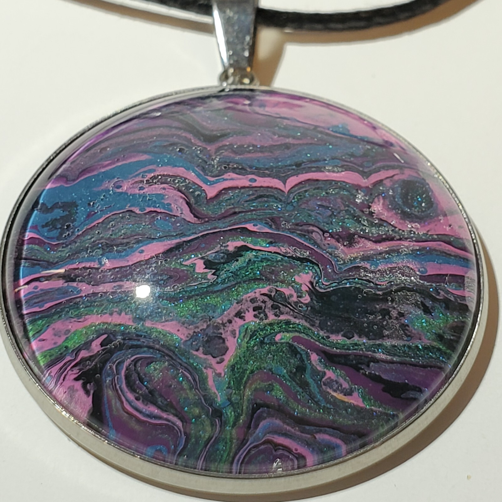 Necklace and Earrings Set, Acrylic Paint Pour Painting Jewelry, A10