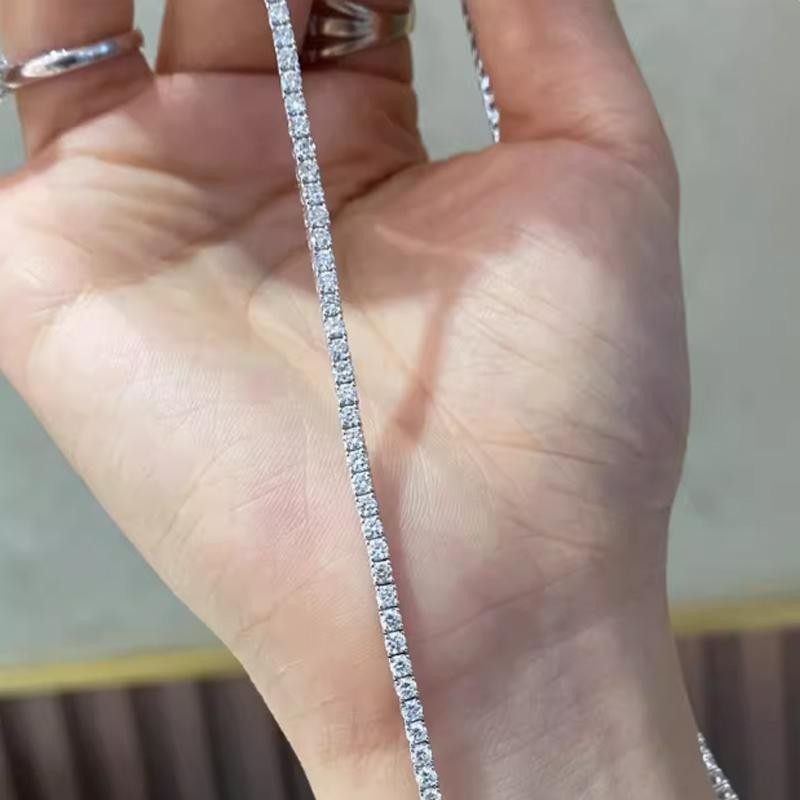 Bracelet Silver Color Full Zircon Crystal Link Chain Bangle Women Fine Jewelry
