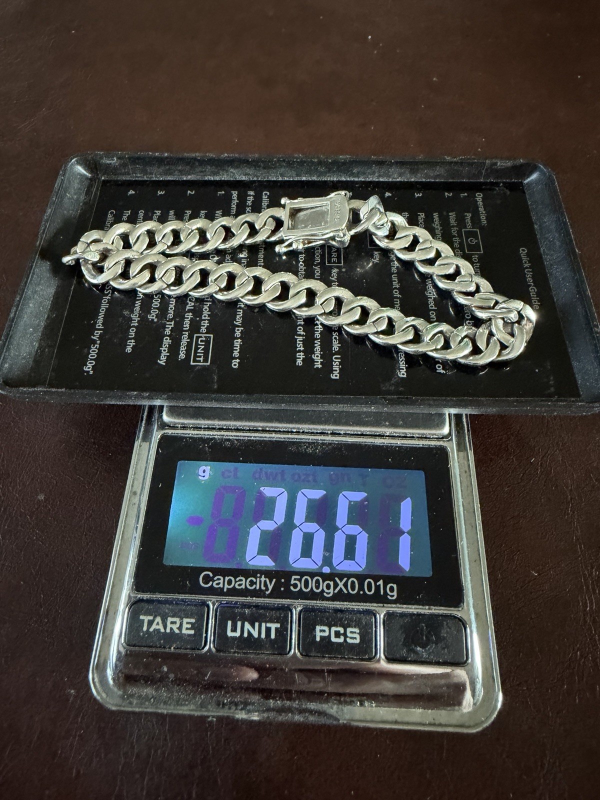BSI 925 Sterling Silver Cuban Link Chain Cubic Zirconia Bracelet Signed