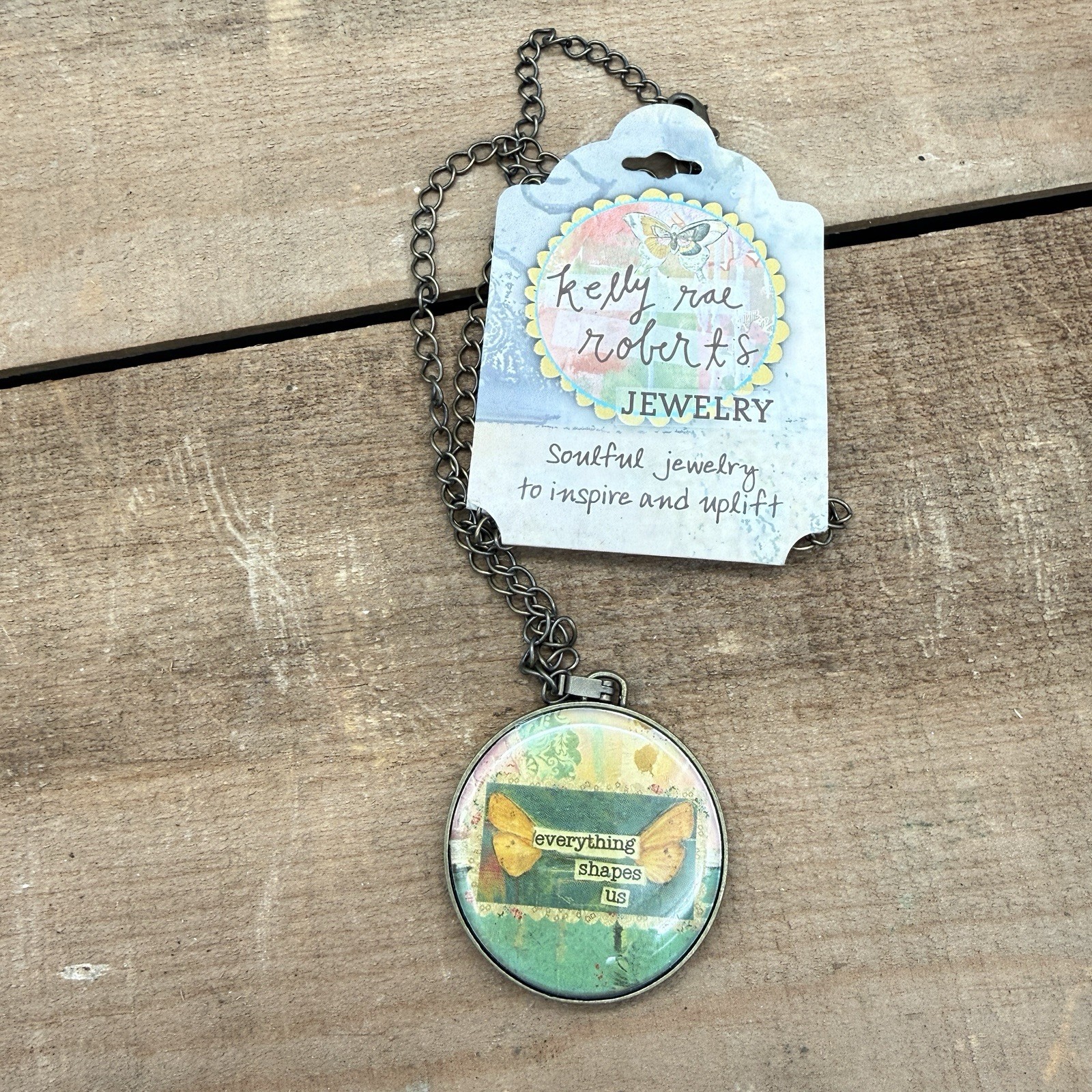 Kelly Rae Roberts DEMDACO Medallion Necklace Inspirational Art Pendant 18”+3”