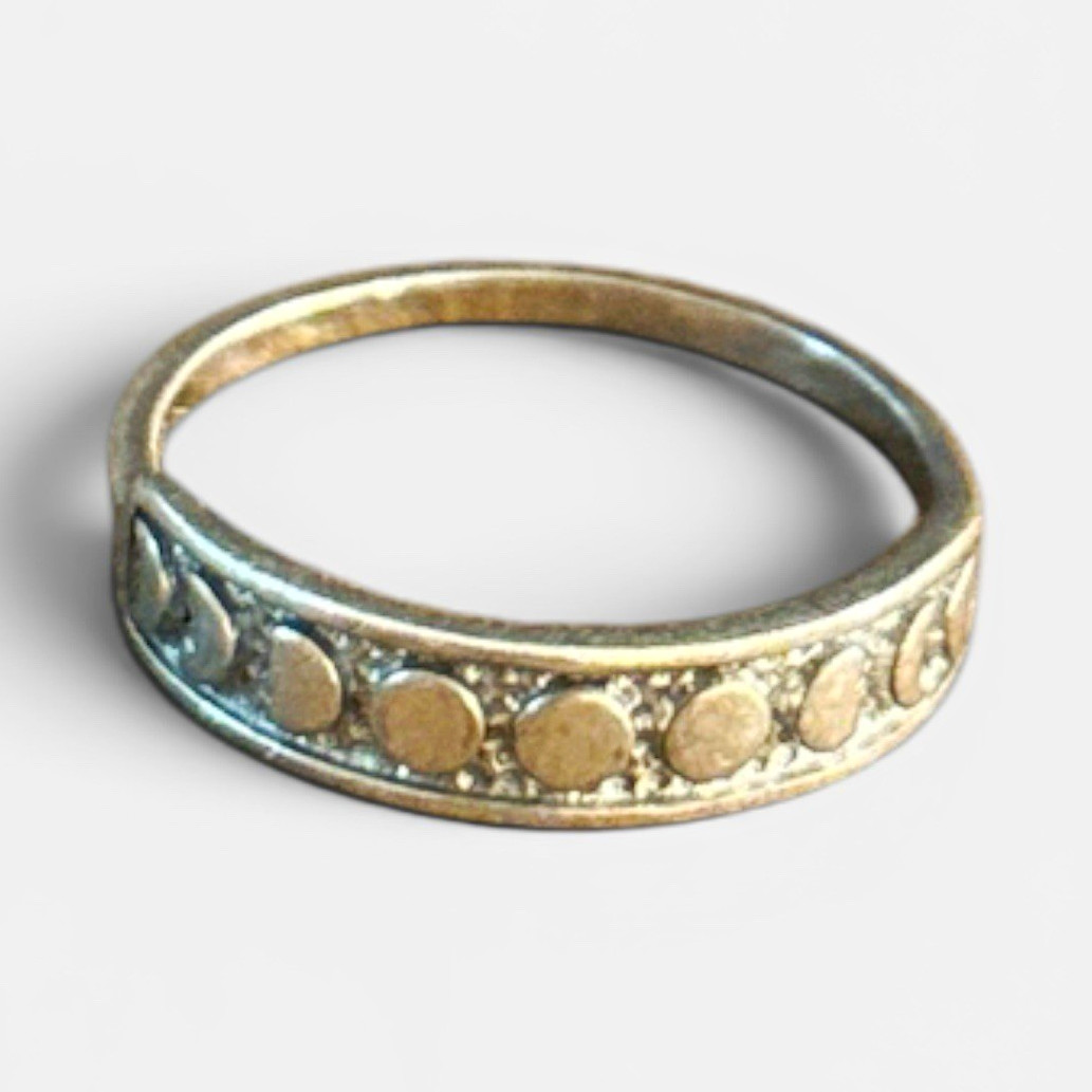 Sterling Silver Band Ring Size 7, Circular Dot Pattern.