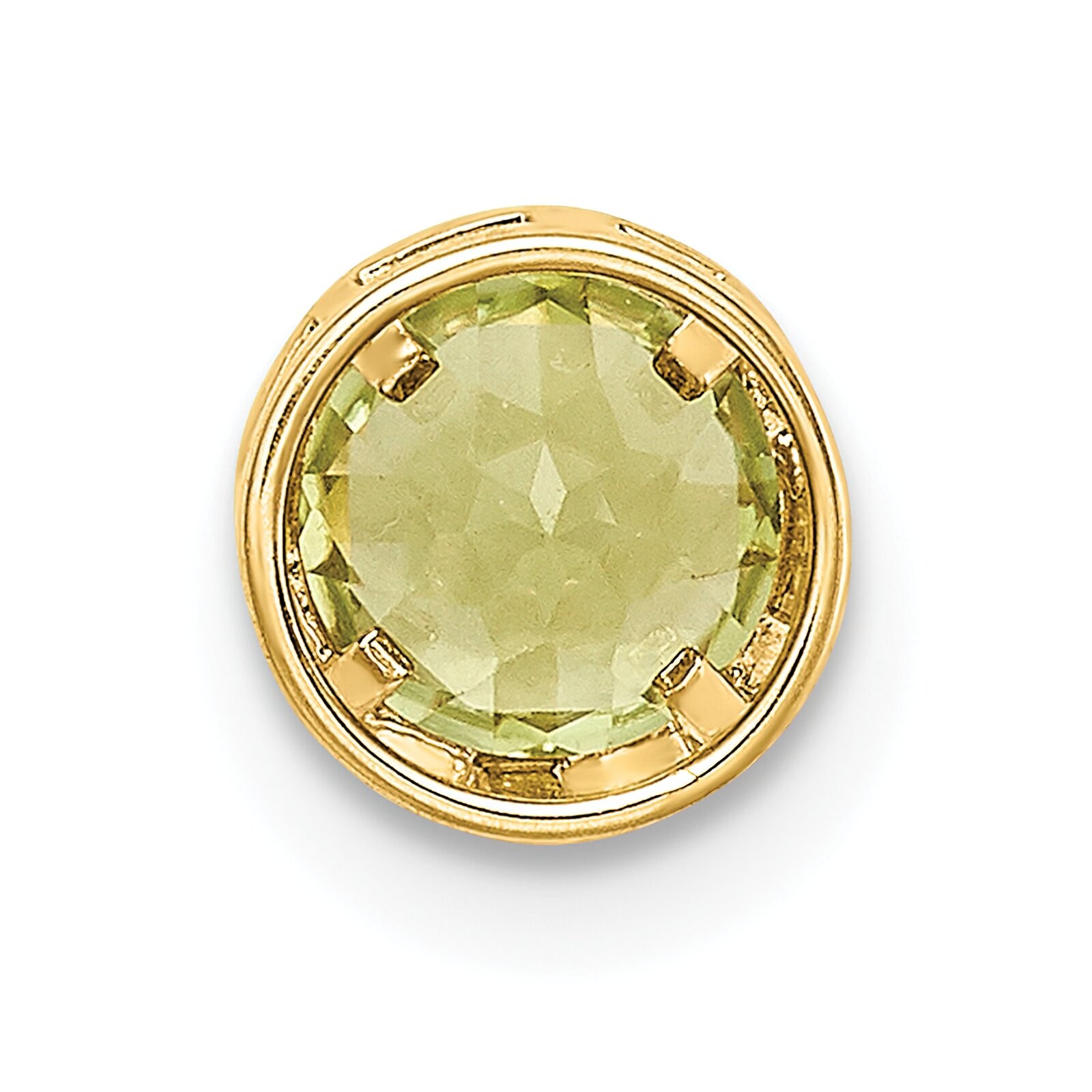 14K Gold 5mm Peridot August Bezel Pendant Jewelry 6.9mm x 6.1mm
