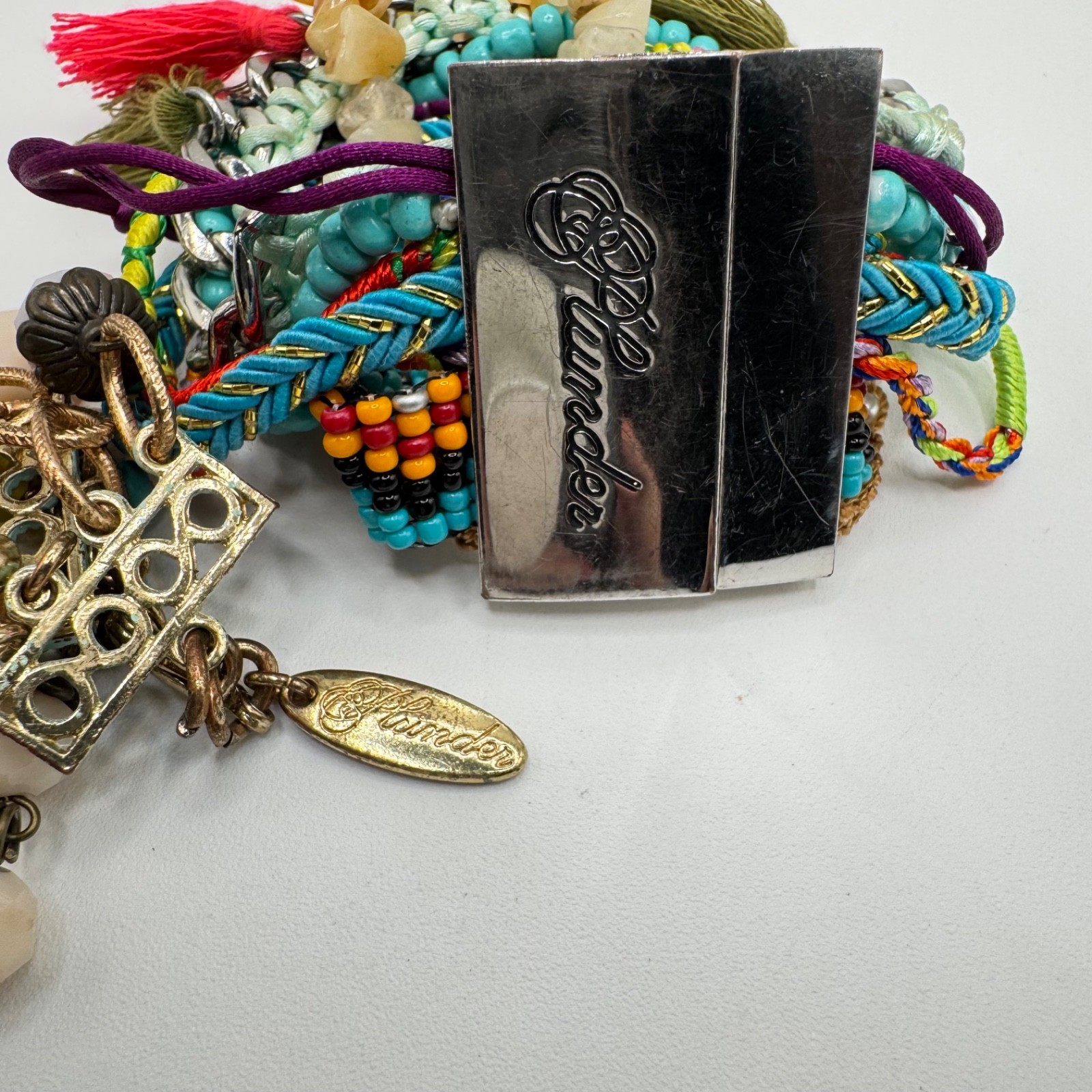 Plunder Design Fiona Multi-Strand Charm Bracelets Magnetic Slide Clasp Gold Tone