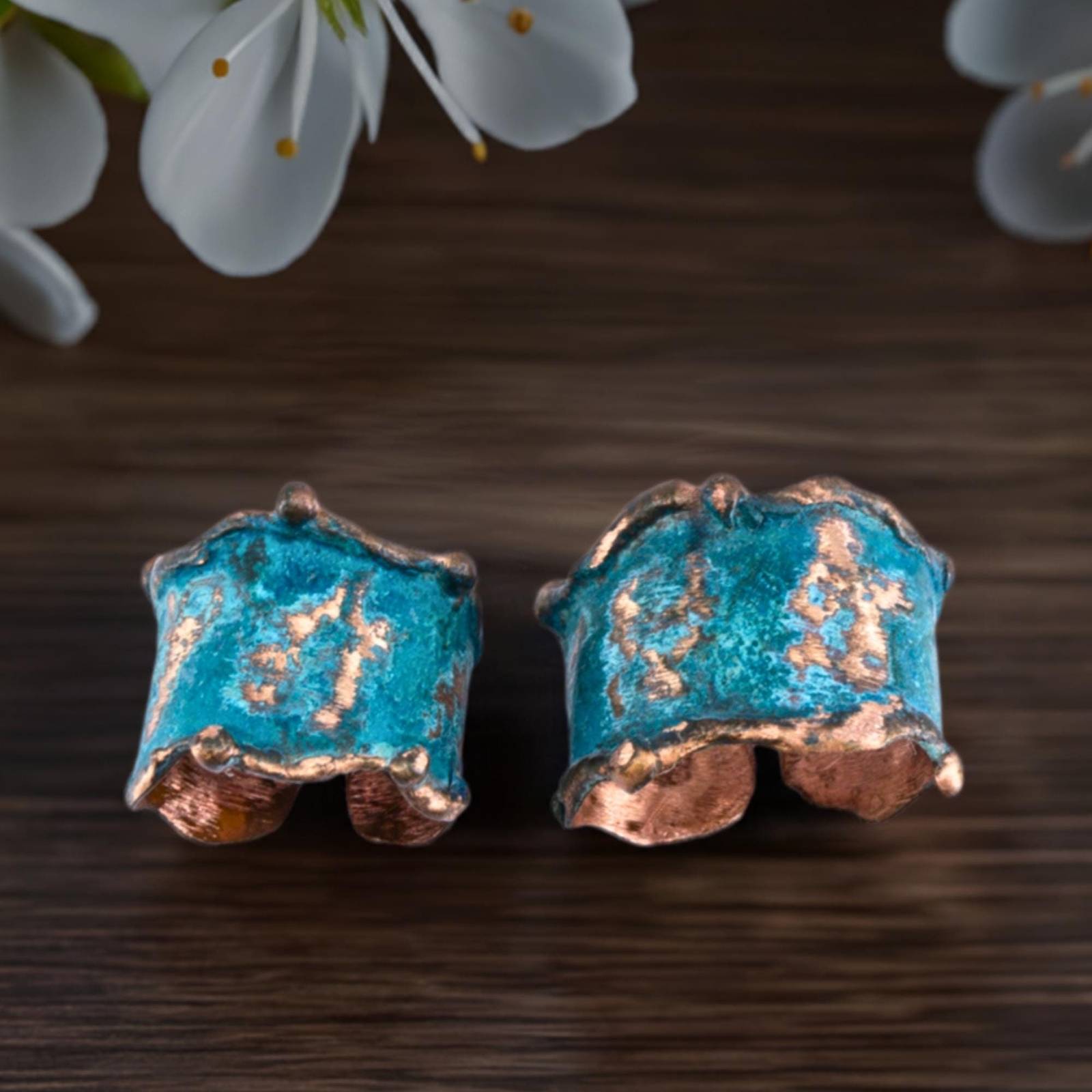Solid Copper Statement Patina Men’s OR Women’s Ring With Molten Copper Edging