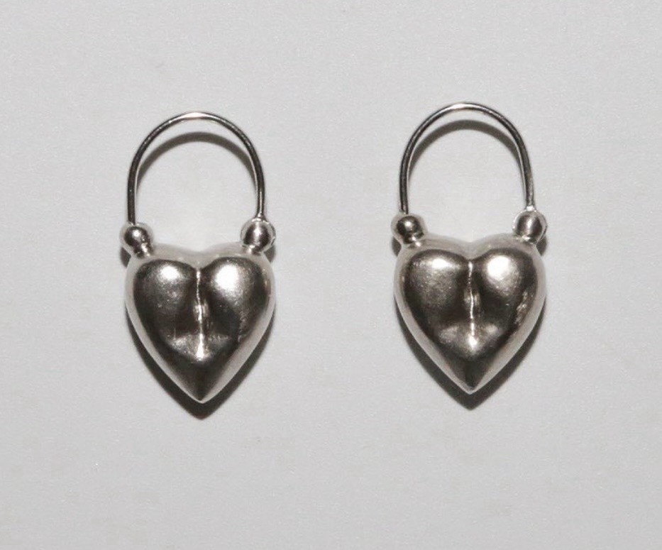 67 Jewelry Puffed Heart Hoop Earrings 925 Sterling Silver 1in Diameter
