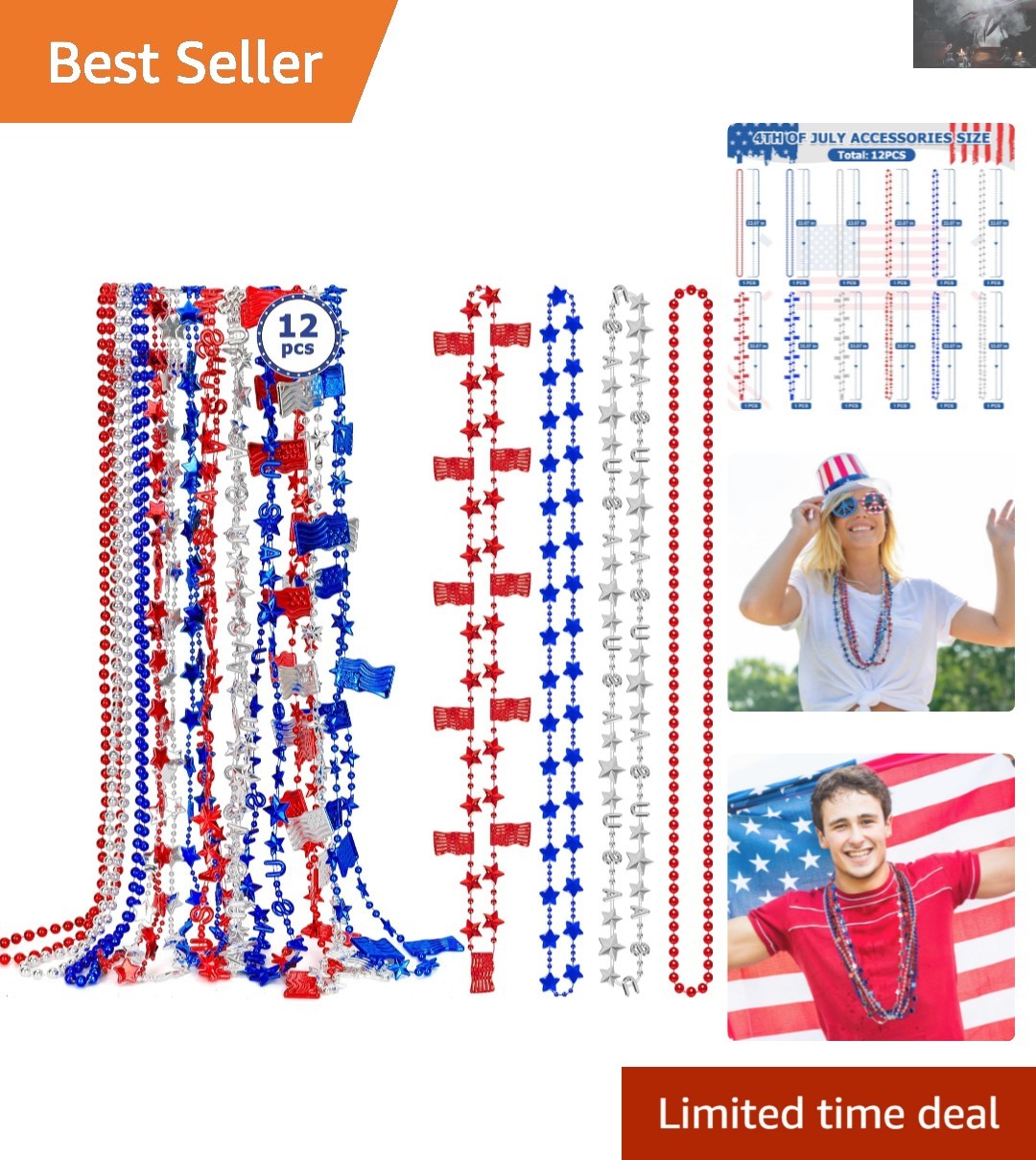 Veterans Day & July 4th Bulk Necklaces – 12 Patriotic Accessories for Parades