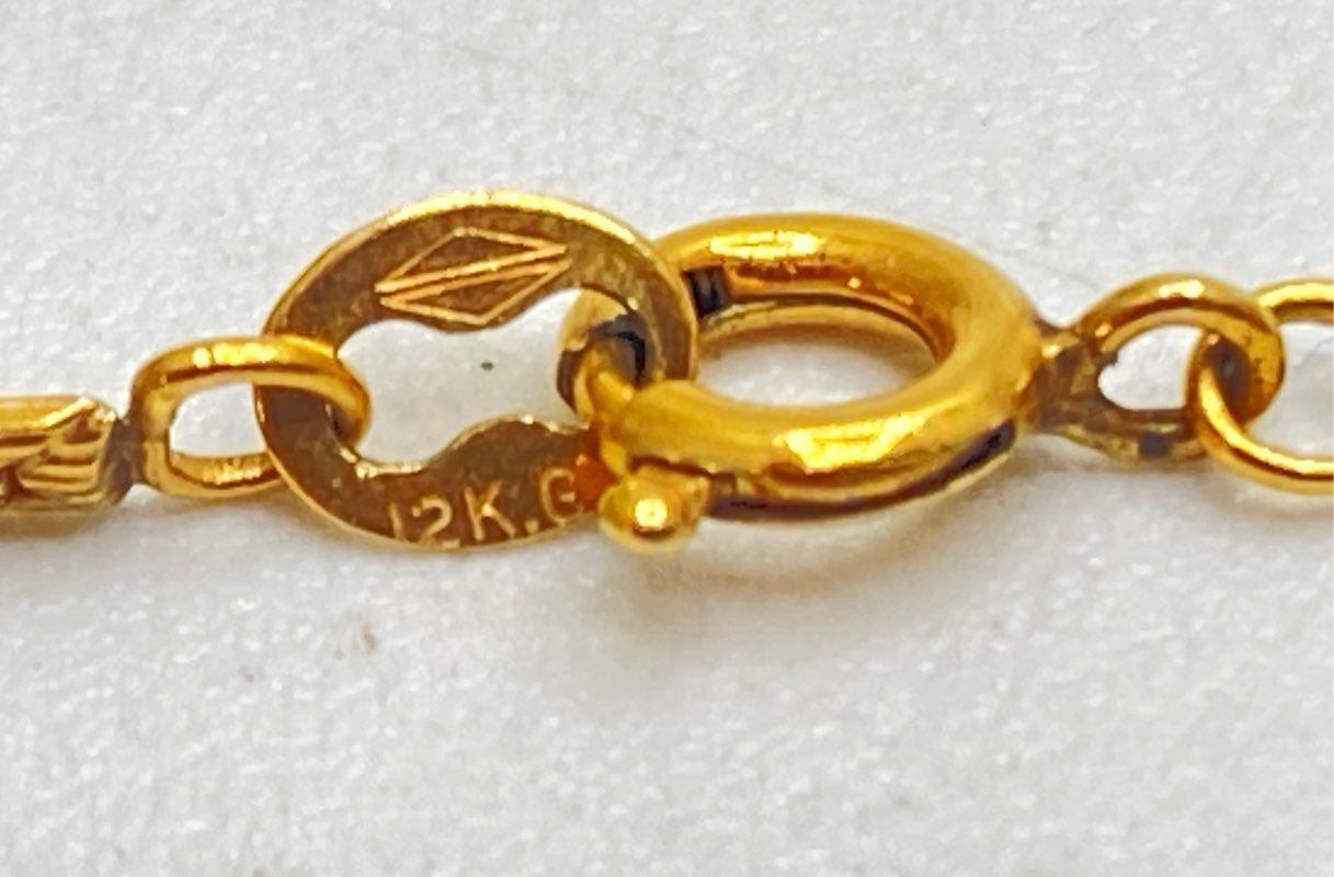 Vintage 12K Gold Filled Herringbone & Sideways Cross Necklace Set 2 Pieces 7g