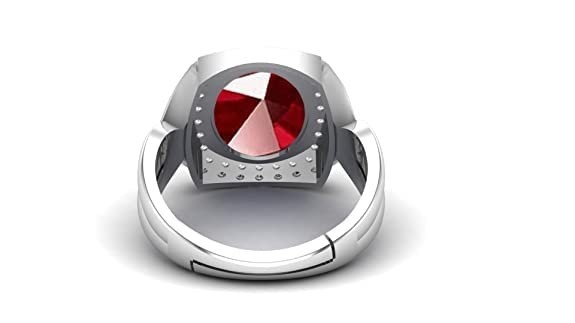 JAYWAR Adjustable Ruby Gemstone Ring Panchdhatu Silver Plated Unisex Ring
