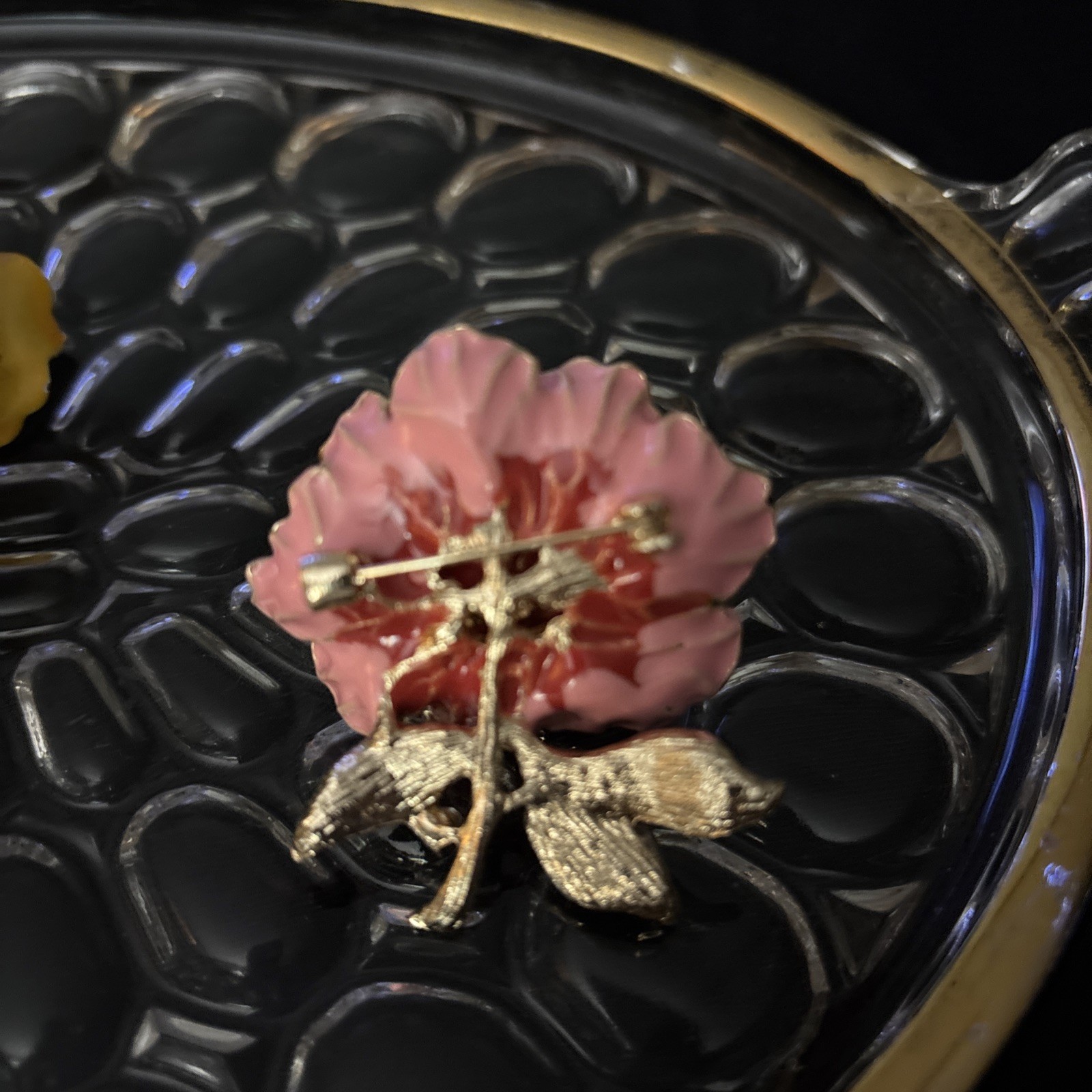 Gold Pink Peony Crystal Flower Brooch Enamel Rhinestone Pin Summer Jewelry Gift