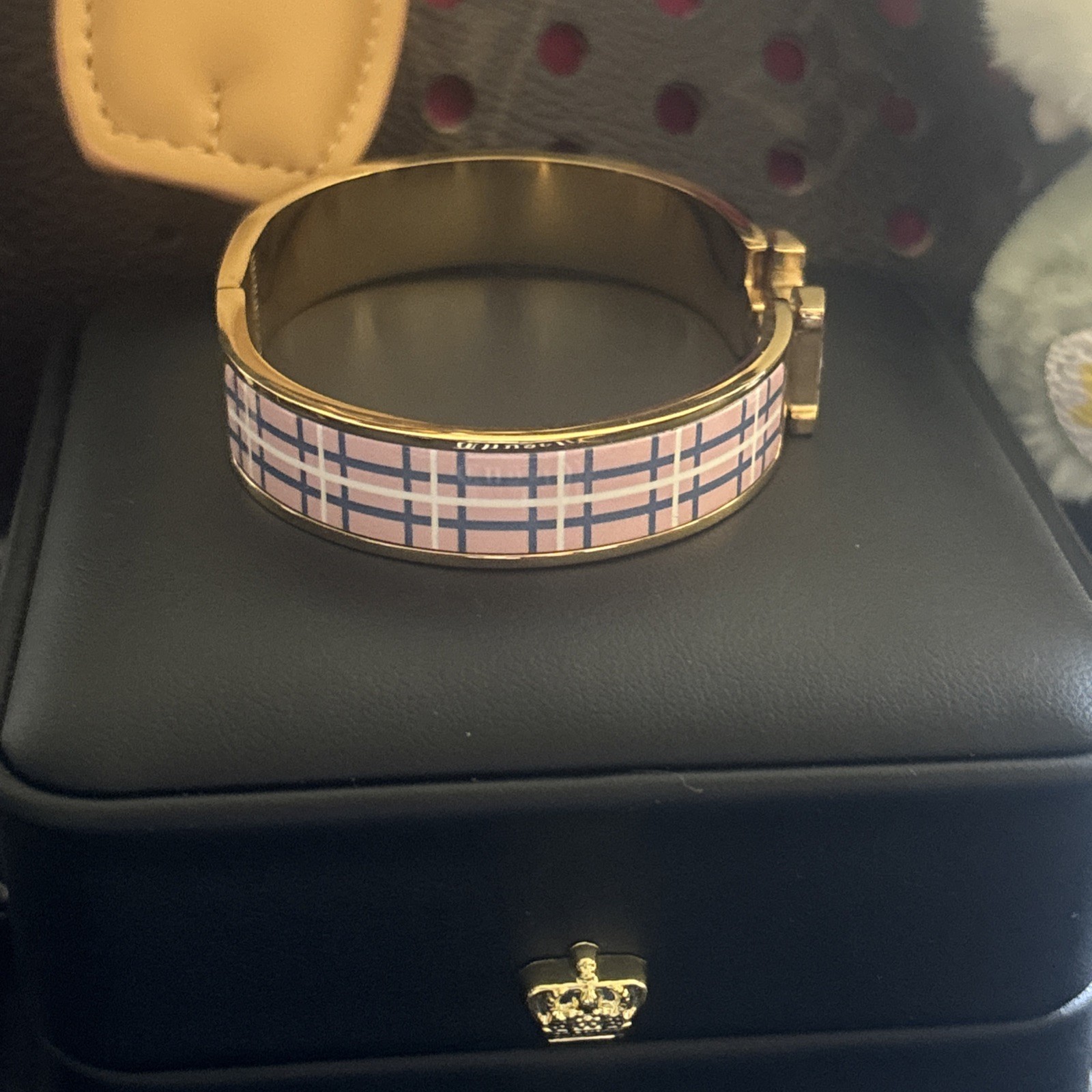 Hermès Inspired Enamel H Bracelet Gold Tone Multicolor Geometric Bangle