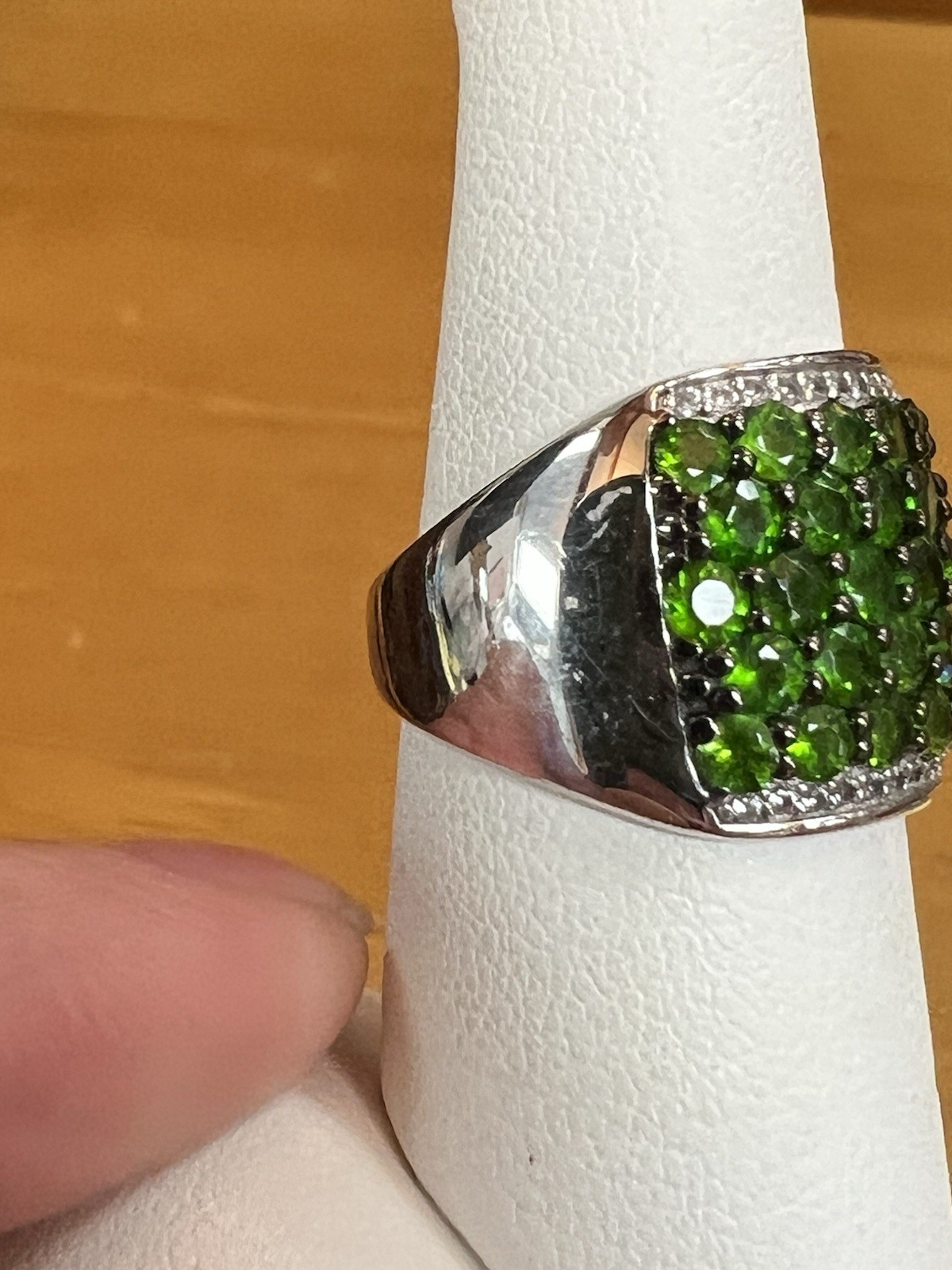 Green Chrome Diopside Sterling Silver JTV Ring Wide Band