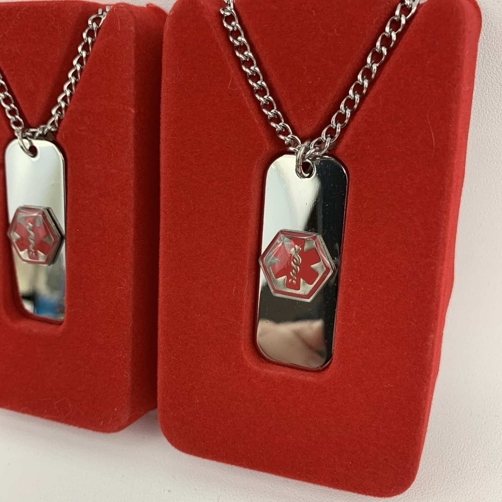Medical Alert ID Necklaces – Silver Toned – Blank – Set of 2