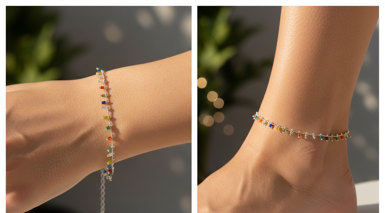 Elegant 925 Silver Plated Boho Bracelet | Multicolor Beaded Brass Chain