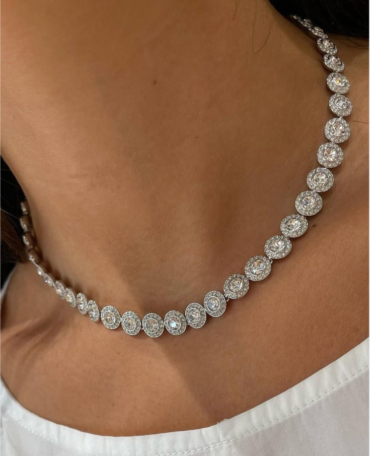 Silver Tennis Necklace Angel With Swarovski Elements Original Crystals Jewellery