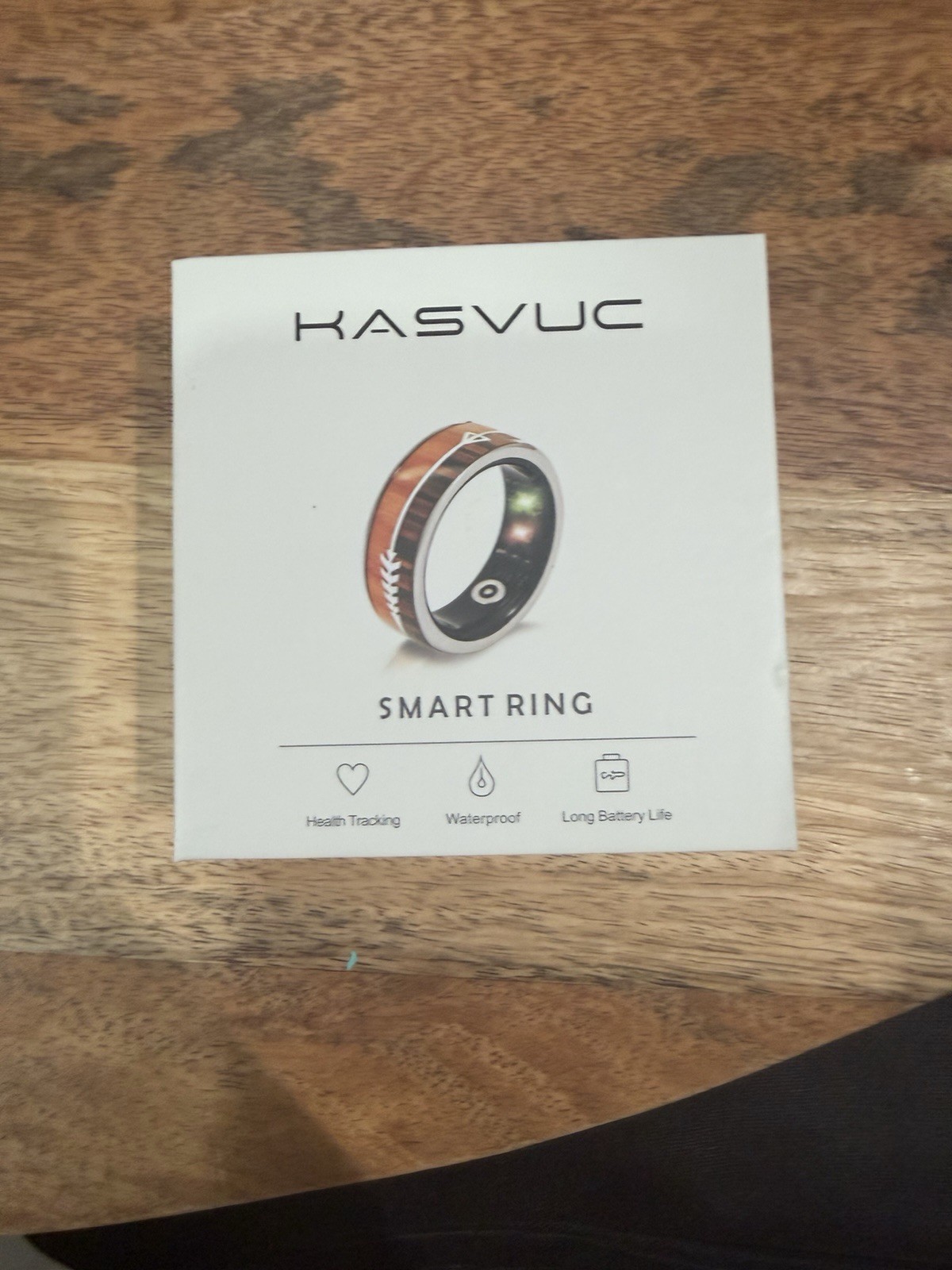 Kasvuc Smart Ring Silver Band Size 9 Waterproof w/ Charging Case & USB Cable