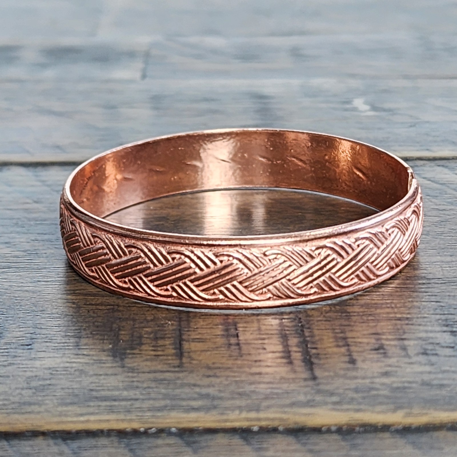 Pure Copper Bracelet Adjustable Woven Cuff 12mm Wide 19.5cm 33g Unisex