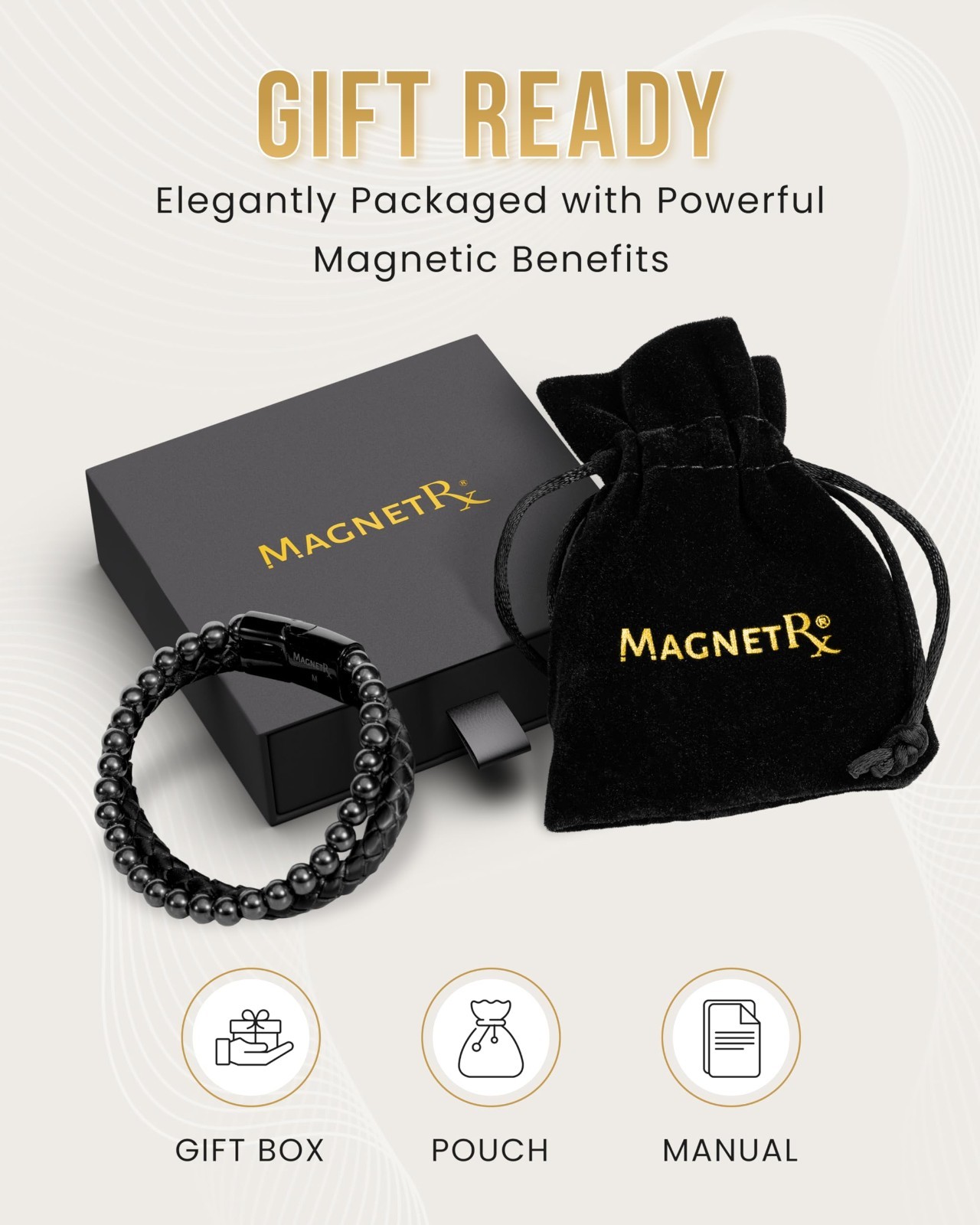 Max Strength Hematite & Leather Bracelet – Magnetic Stone Beaded Men’s Jewelry