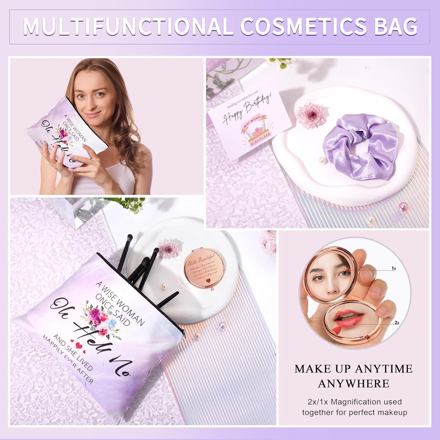 Special Birthday Gifts for Women Includes Tumbler Candle and Cosmetic Bag