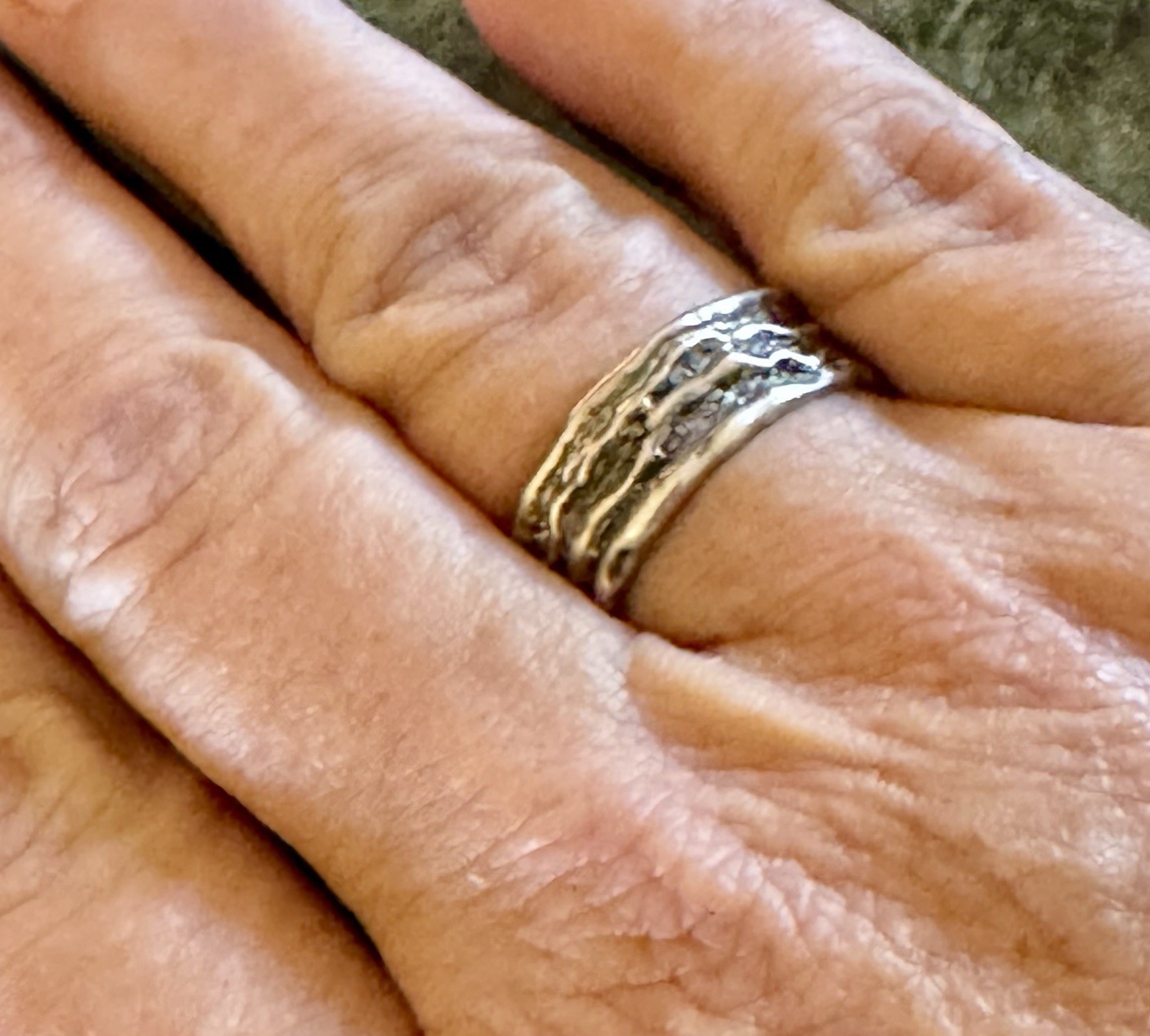 Lot of 4 Silver Tone handmade Band Ring Size ukn. Brutalist / Steampunk UNIQUE