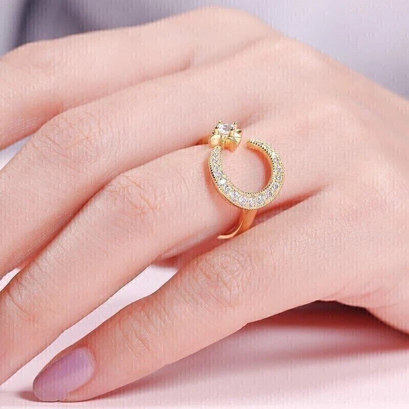 1.0Ct Round Cut Simulated DiamondWomen’s Engagement Ring 14K Yellow Gold Plated