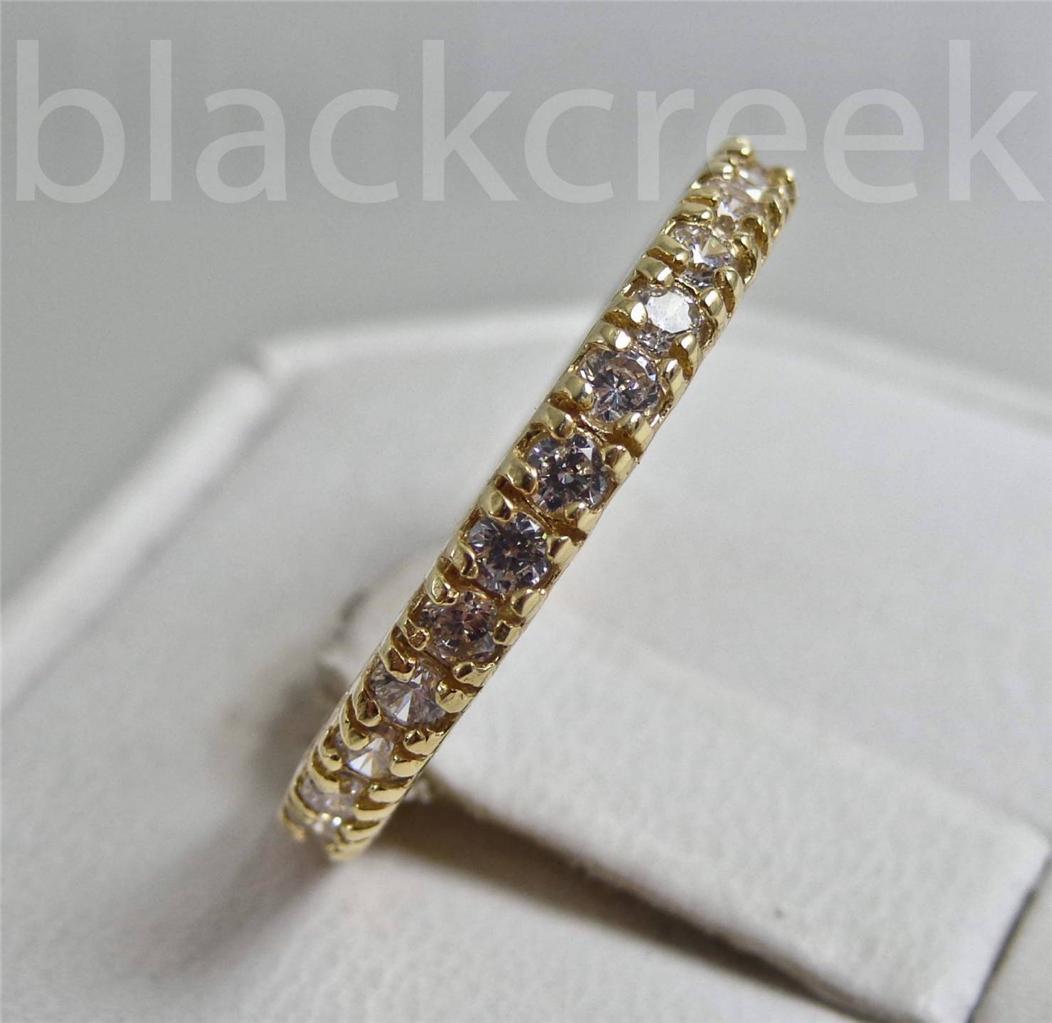 White C.Z.~ Eternity~Yellow Gold Plated sterling silver~Ring/Band ~Size 6 to 10