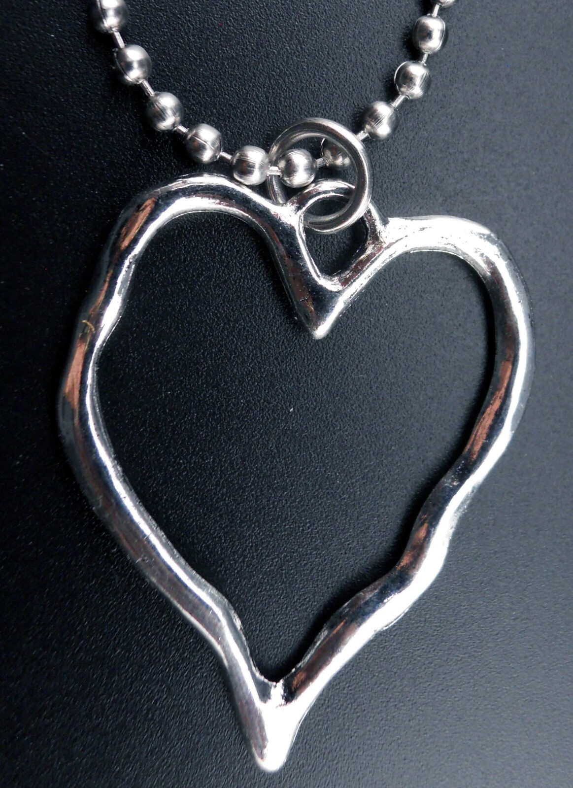 Heart Necklace Stainless Chain New Pendant Open Love Abstract Hammered Look
