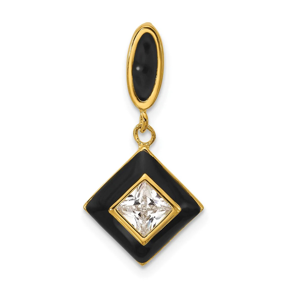 Sterling Silver Gold-Plated CZ Enamel Pendant