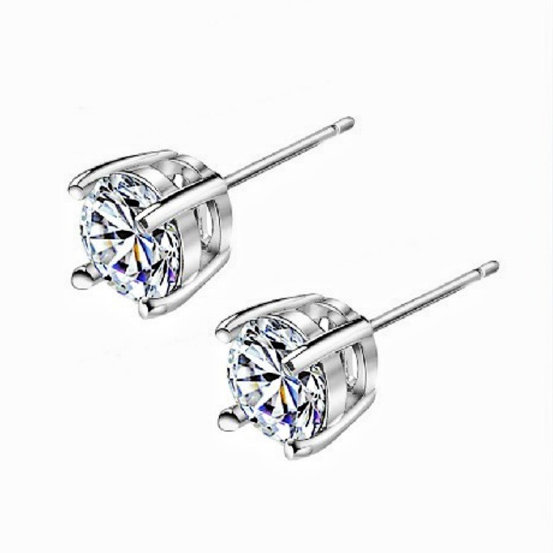Colorful AAA Cubic Zirconia Stud Earrings Women’s Four-claw Cute Zircon Stud Ear