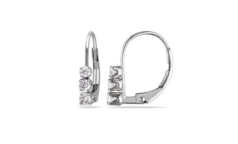 925 Sterling Silver 3.00 ct. Round 6mm CZ Leverback Earrings White Leverback