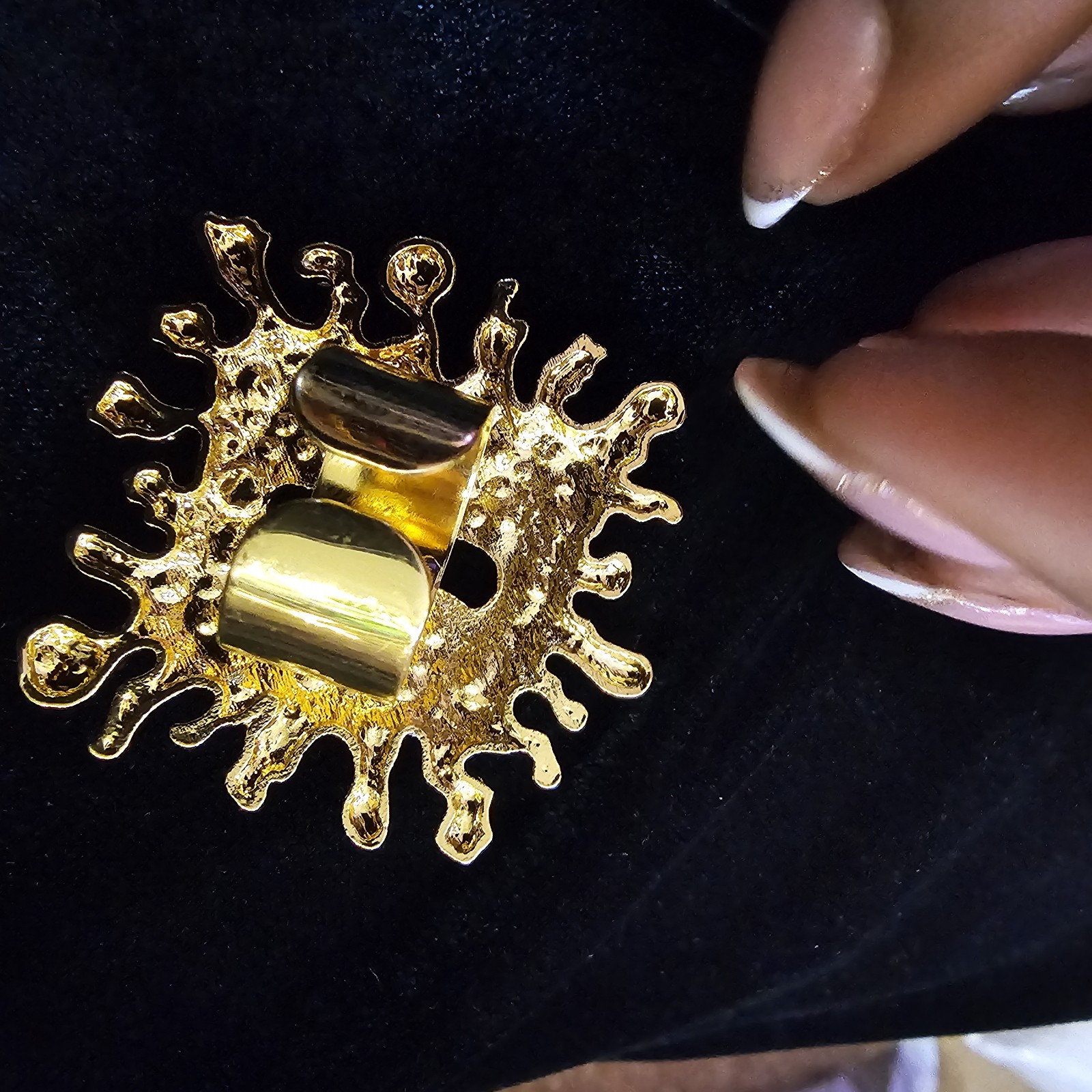 Schiaparelli Inspired Pave Keyhole Gold Plated Ring 1. 5 In