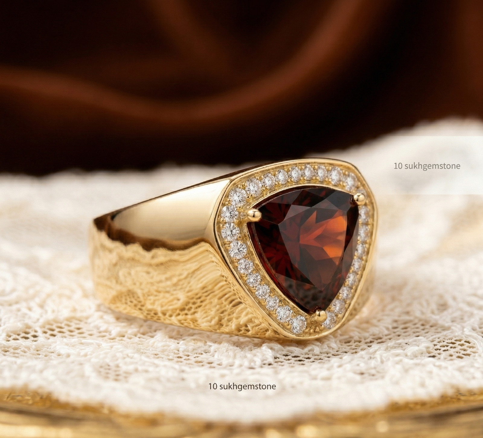 Red garnet Ring, Brass Gold Alloy , Birthday Gift Her, Men Ring