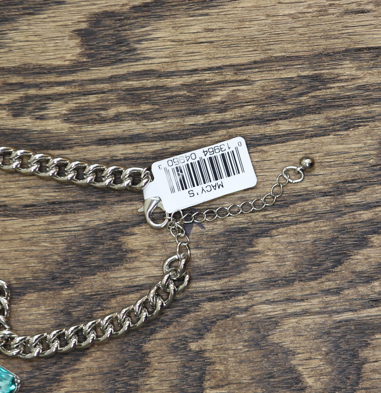 MCYS Gemstone Collar Curb Chain Necklace Silver Gray / Blue / Yellow 18″ + 3″