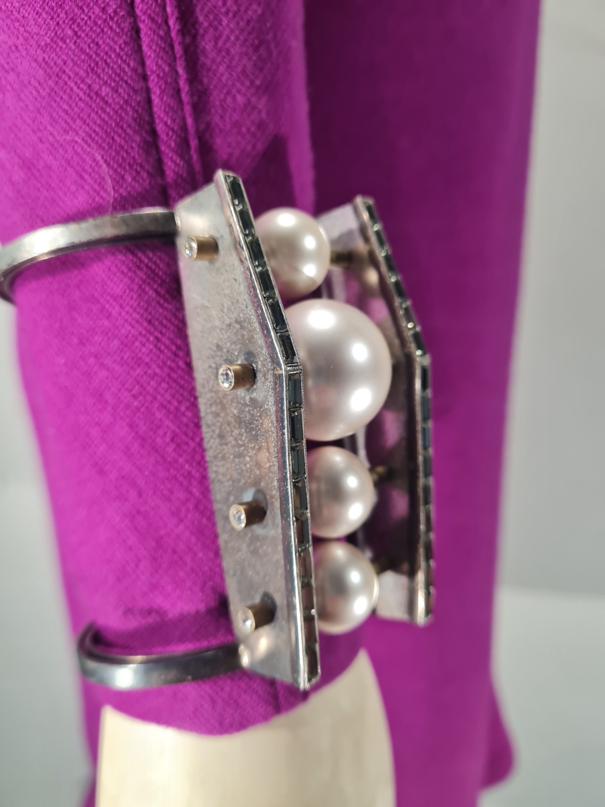 LANVIN by Alber Elbaz Modernist geometric faux pearls cuff