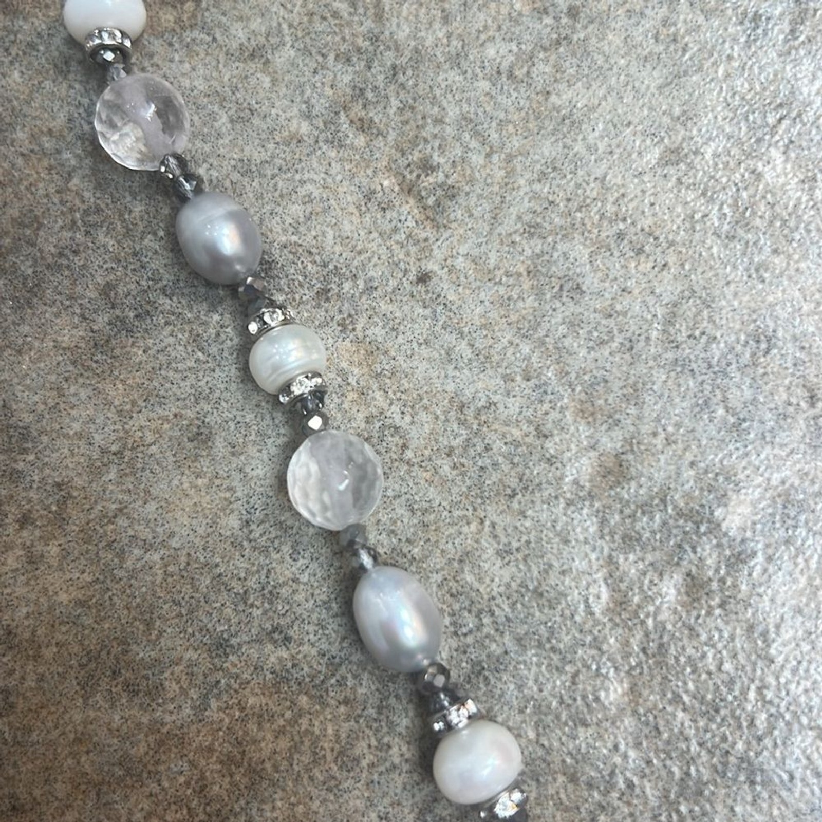 White House Black Market Silver and White Elegant Necklace