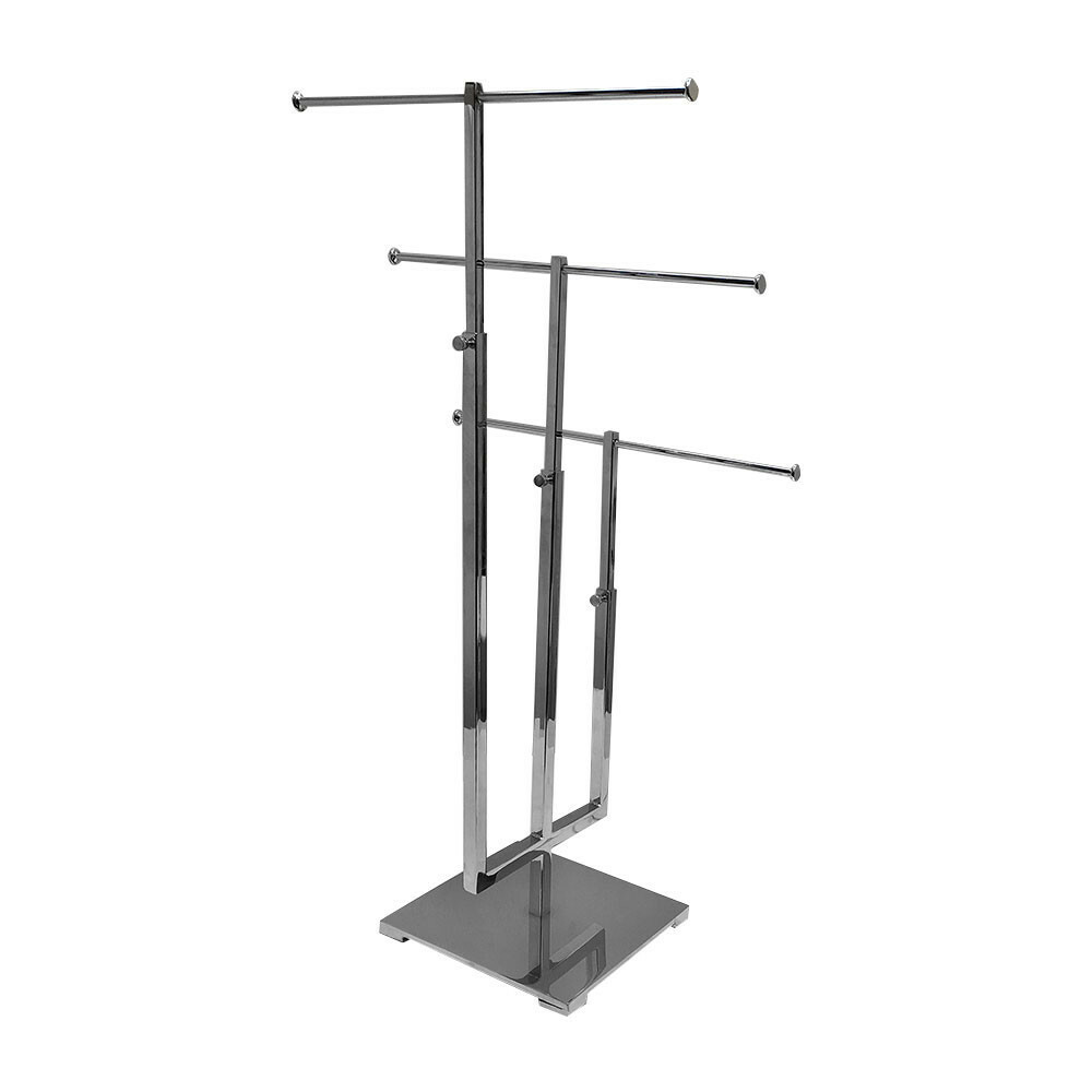 28-1/2”H 3 Tier Chrome Adjustable Jewelry Stand Retail Store Display Fixture