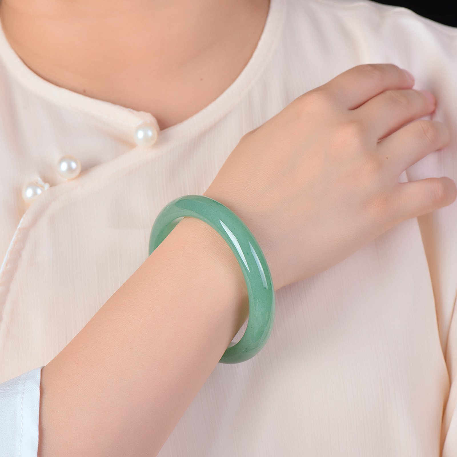 Chinese Natural Dongling Jade Handmade Bracelet Jade Bangle Size 52~62mm